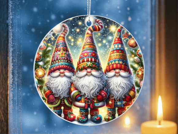 3 Gnomes Whimsical Christmas Ornament