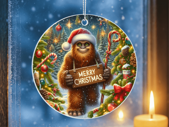 Bigfoot Merry Christmas Sign Ornament