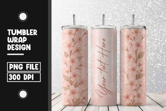 Blush Cherry Blossom Tumbler Wrap PNG