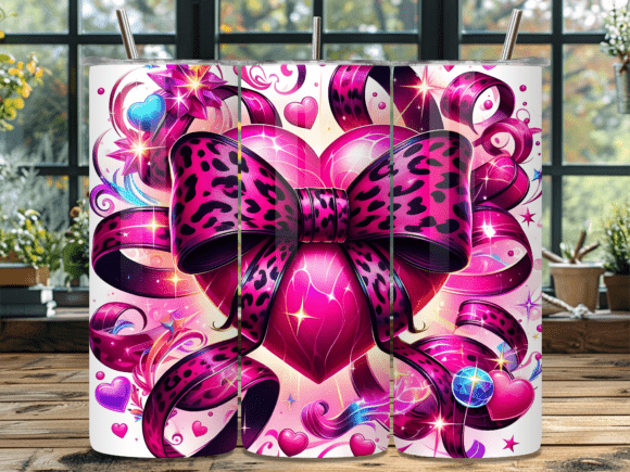 Cheetah Print Bow Heart Abstract Tumbler: A Stylish and Versatile Design for Every Occasion