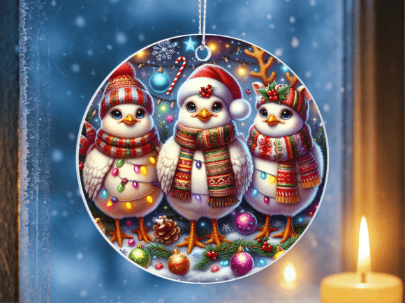Chicks Winter Scarf Holiday Ornament PNG