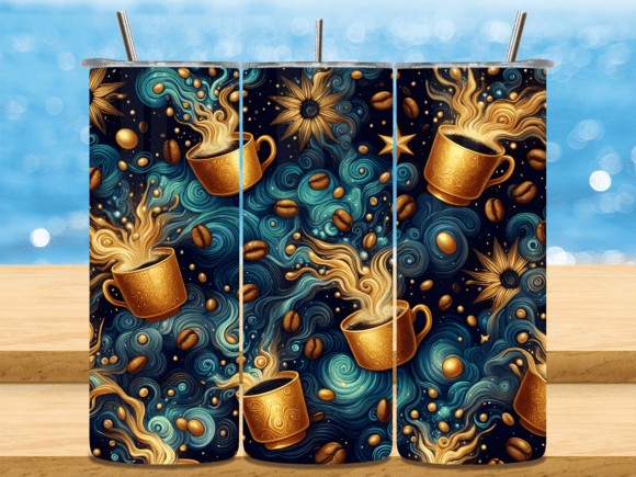 Coffee Cups Stars Swirling Tumbler Wrap