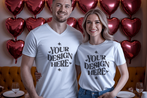 Couple Valentine’s Day T-shirt Mockup 21