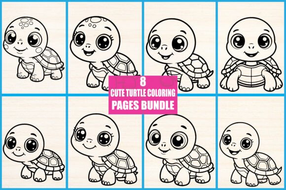 Cute Turtle Coloring Pages Bundle