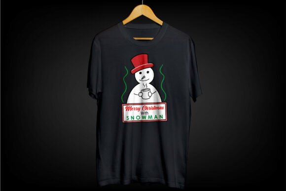 Cute Winter Cartoon Snowman with Coffee