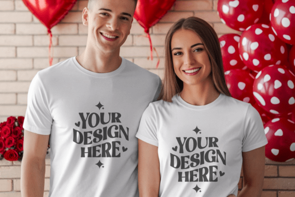 Elevate Your Valentine’s Day Designs with Professional Couple T-Shirt Mockups