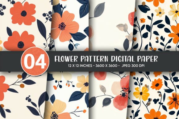 Flower Pattern Digital Paper: Versatile, High-Quality Design for Creative Projects