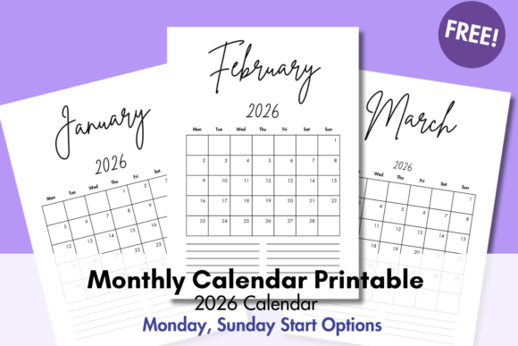 Free 2026 Minimalist Printable Calendar