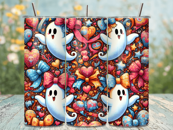 Ghost Bows Pattern Seamless Tumbler Wrap