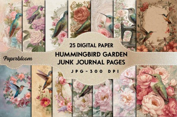 Hummingbird Garden Junk Journal Pages