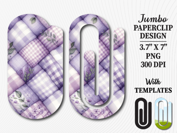 Lavender Quilt Pattern Jumbo Paperclip: A Versatile Digital Design for Crafters & Educators