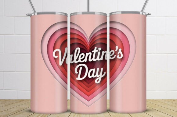 Layered Heart Valentine Tumbler Wrap PNG
