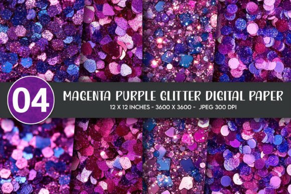 Magenta Purple Glitter Digital Paper