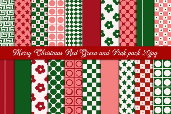 Merry Christmas Red Green and Pink Pack