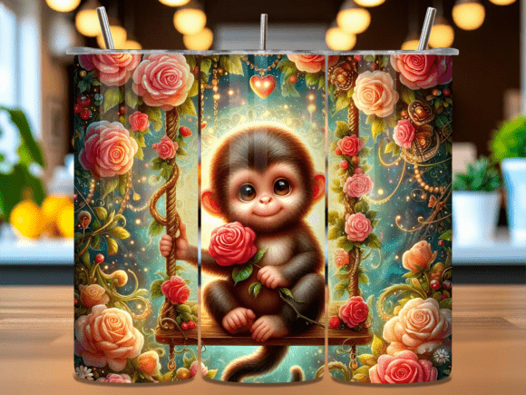 Monkey Rose Swing Light Pink Tumbler