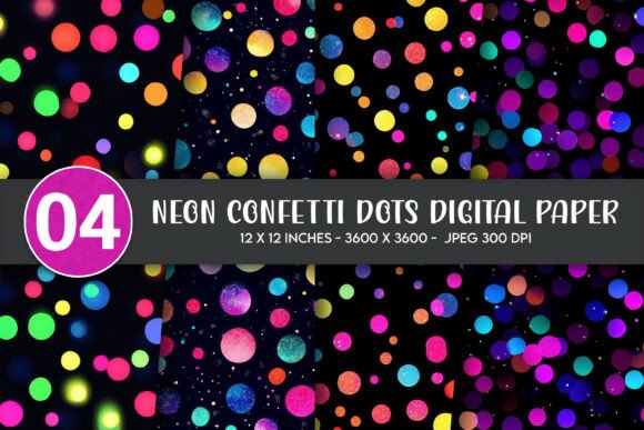Neon Confetti Dots Digital Paper
