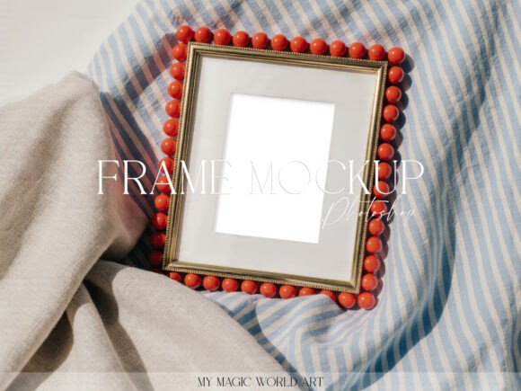 Red Beaded Frame Print Mockup
