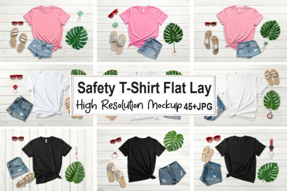 Safety T-Shirt Flat Lay Mockup Bundle 04