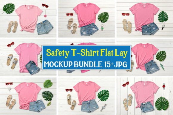 Safety T-Shirt Flat Lay Mockup Bundle 05: Precision, Professionalism, and Ready-to-Deploy Visual Storytelling