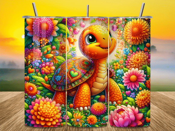 Sea Turtle Bright Flower Garden Tumbler: A Versatile Digital Design for Sublimation Crafters and Small-Batch Makers
