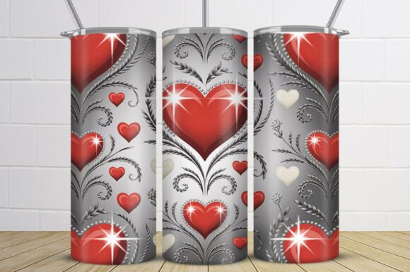 Sparkling Heart Skinny Tumbler Wrap PNG