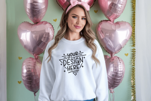 Valentine Gildan 18000 White Mockup 26
