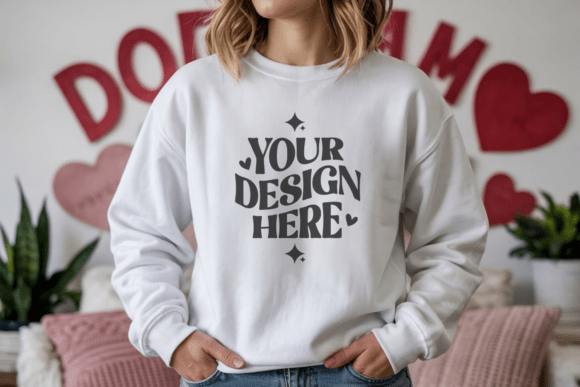 Valentine Gildan 18000 White Mockup 28: The Ultimate Tool for Designers, Print Shops & Boutique Sellers
