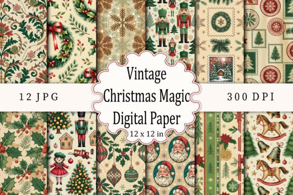 Vintage Christmas Magic Digital Paper: Timeless Design Meets Modern Creative Workflow