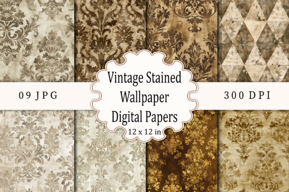 Vintage Stained Wallpaper Digital Papers