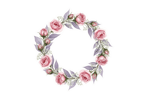 Watercolor Floral Wreath with Pink Roses: A Versatile Design Asset for Timeless Visual Storytelling
